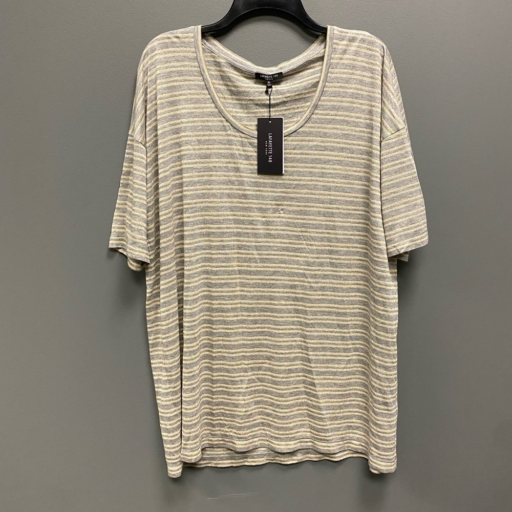 NWT Lafayette 148 New York Kristen Metallic Thread Tee XL